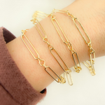 Load image into Gallery viewer, Gold Plated Sterling Silver 3 Round Links & 1 Long Smooth Oval Chain