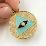 Load image into Gallery viewer, BUy Now Diamond Sterling Silver Round Illuminati Pendant with Gemstone