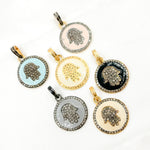 Load image into Gallery viewer, Diamond Sterling Silver Round Hamsa Enamel Pendant