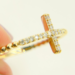 Load image into Gallery viewer, 14K Solid Gold Cross Diamond Ring.