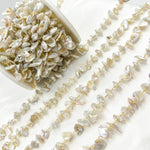 Load image into Gallery viewer, PRL59. Freshwater Pearl Organic Shape Gold Plated Sterling Silver Wire Chain