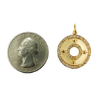 Load image into Gallery viewer, 14K Solid Gold with Diamonds Circle Shape Charm with Stars. GDP67