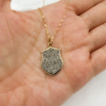 Load image into Gallery viewer, 14k Solid Gold and Sterling Silver Black Rhodium Diamond Shield Charm. KSG58