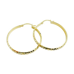 Load image into Gallery viewer, GER76. 14K Gold Diamond Cut Hollow Hoop Earrings