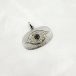 Load image into Gallery viewer, DP355. Diamond Sterling Silver Rectangle Eye Pendant with Gemstone