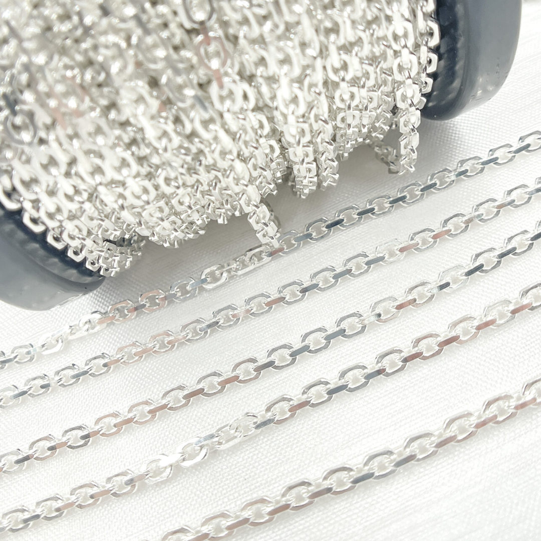 Z91SS. Sterling Silver Diamond Cut Oval Link Chain