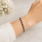 Load image into Gallery viewer, CB97275BS3. 14k Solid Gold Diamond and Blue Sapphire Tennis Bracelet