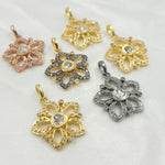 Load image into Gallery viewer, DP218. Diamond Sterling Silver Flower Pendant with Gemstone