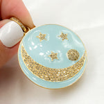 Load image into Gallery viewer, DP528A. Diamond Sterling Silver Round Moon and Star Enamel Pendant
