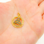 Load image into Gallery viewer, Diamond Sterling Silver Round Celtic Trinity Knot Pendant with Gemstone