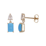 Load image into Gallery viewer, CE95814TQ6X4. 14k Solid Yellow Gold Turquoise & Diamond Dangle Studs