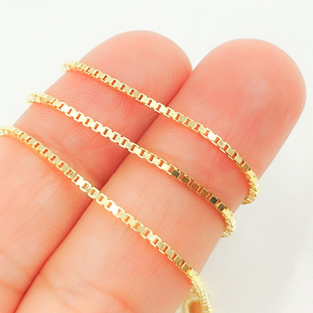 14K Solid Gold Box Link Chain. 073VED