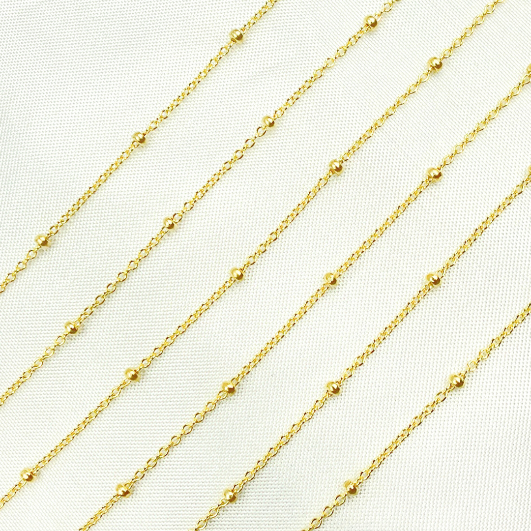 14k Solid Yellow Gold Satellite Bead Chain. 025R03S4byft