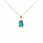 Load image into Gallery viewer, CMA00368TQ. 14K Solid Gold Rectangular-Shaped Turquoise Charm