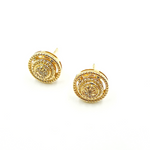 Load image into Gallery viewer, EFA50964. 14K Solid Gold and Diamonds Circle Earrings