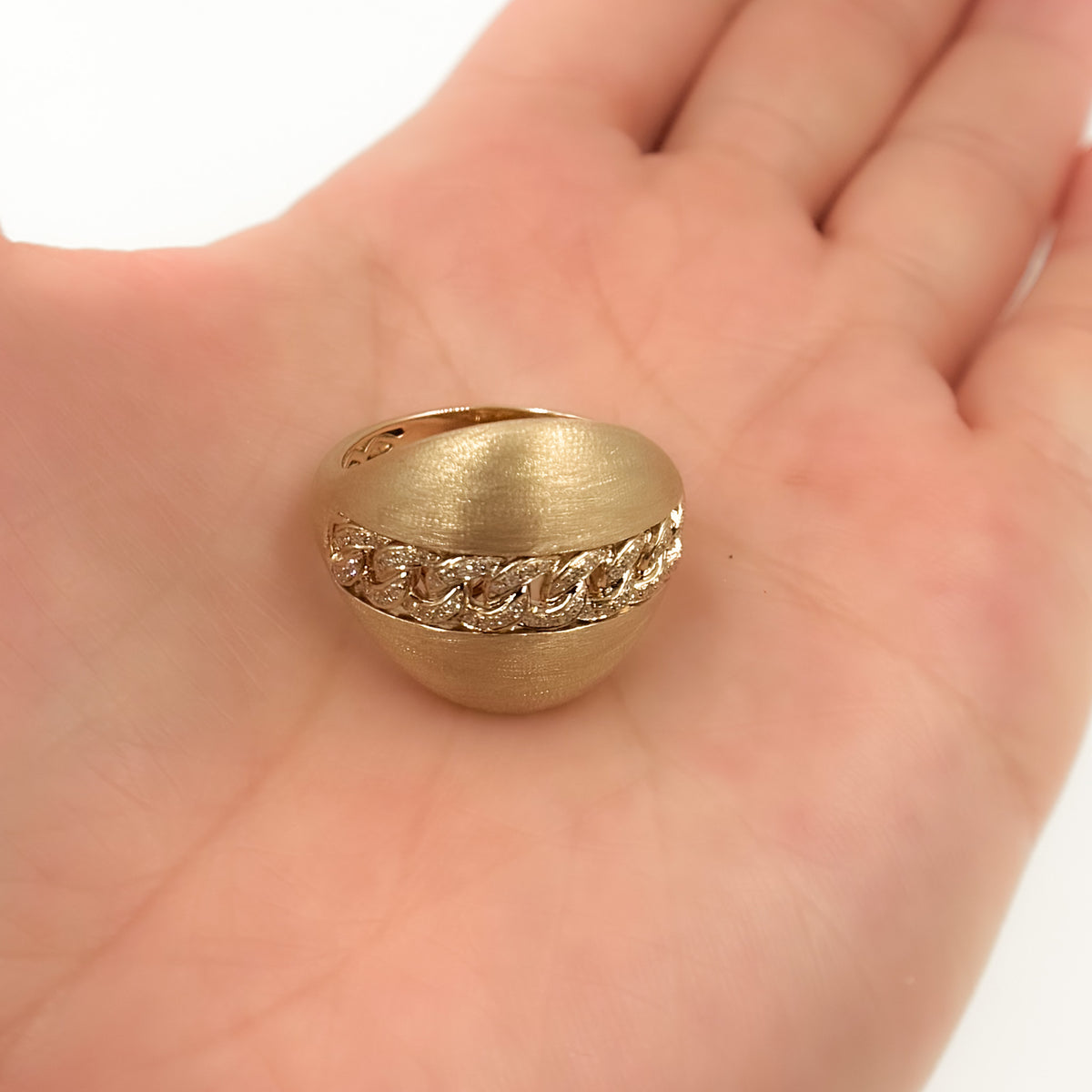 Gold Diamond Cuban Band Ring