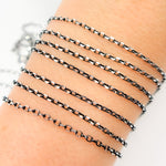 Load image into Gallery viewer, Black Rhodium and White Sterling Silver Rolo Chain