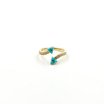 Load image into Gallery viewer, 14K Solid Yellow Gold Diamond and Turquoise Open Triangle Ring
