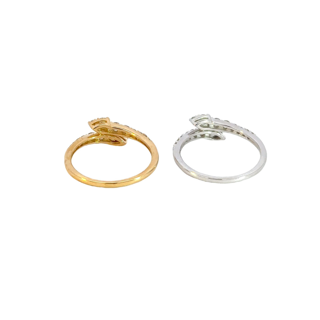 14k Solid Gold Double Line Diamond Ring. RAH01078