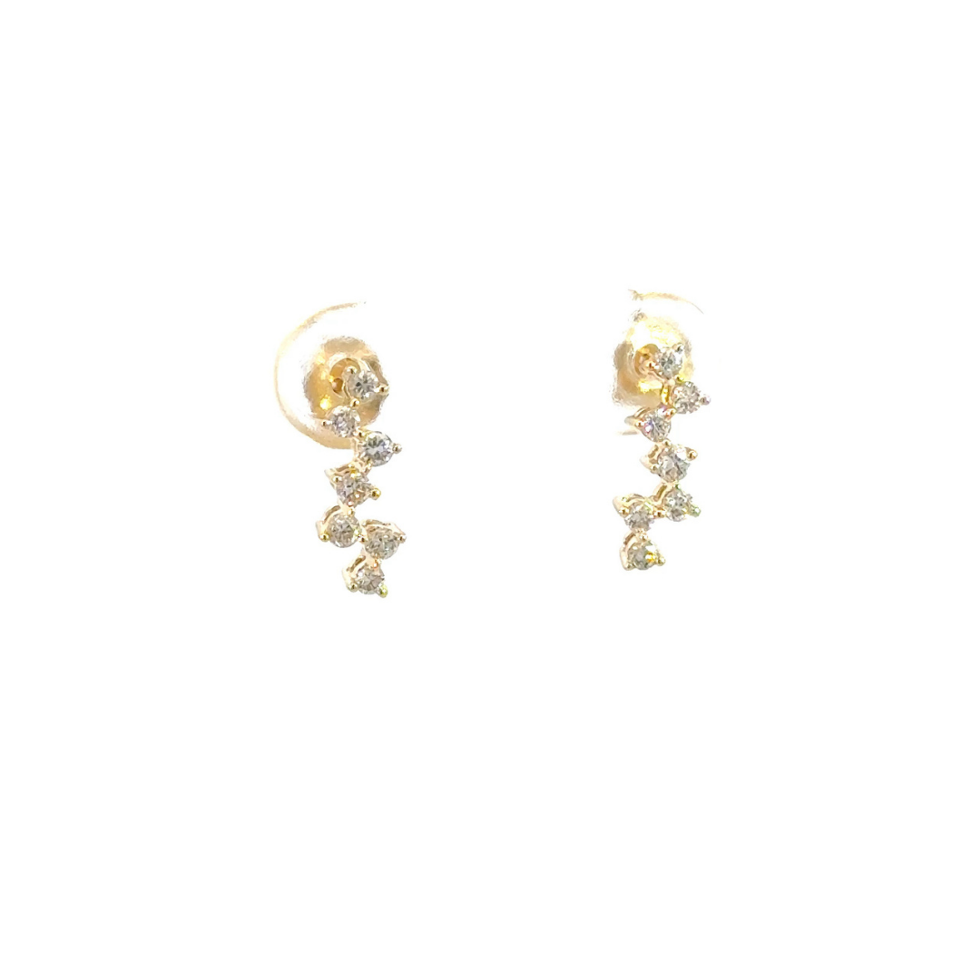 14k Solid Gold Diamond Dangle Stud Earrings. EFF52403
