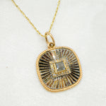 Load image into Gallery viewer, KSG63. 14k Solid Gold and Sterling Silver Black Rhodium Diamond Square Charm