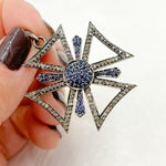 Load image into Gallery viewer, DP027. Diamond Sterling Silver Cross Pendant with Gemstone