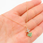 Load image into Gallery viewer, Solid Gold Diamond and Emerald Heart Necklace