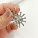Load image into Gallery viewer, DP193. Diamond & Sterling Silver Flower Pendant with Gemstone