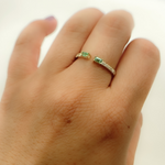 Load image into Gallery viewer, 14K Solid Gold Diamond & Emerald Ring.