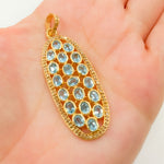 Load image into Gallery viewer, DSP054. Diamond Silver Long Oval Gemstone Pendant