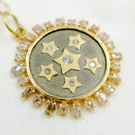 Load image into Gallery viewer, KSG72. 14k Solid Gold Diamond and Black Rhodium Sterling Silver Stars Charm