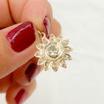 Load image into Gallery viewer, DC407. Diamond Sterling Silver Flower Pendant with Gemstone