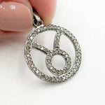 Load image into Gallery viewer, DC308. Diamond Sterling Silver Round Taurus Zodiac Pendant