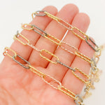 Load image into Gallery viewer, Gold Plated, Black Rhodium & Rose Plated Paperclip Diamond Cut Link Chain