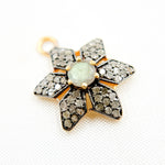 Load image into Gallery viewer, DSC033. Diamond Sterling Silver Flower Charm with Gemstone
