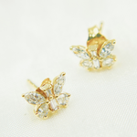 Load image into Gallery viewer, EFH51902. 14k Solid Yellow Gold Diamond Butterfly Studs