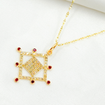 Load image into Gallery viewer, GDP543. 14K Solid Gold Fancy Square Charm with Diamond and Gemstones