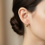 Load image into Gallery viewer, EHC56664. 14K Solid Gold Gemstone & Diamond & Hoop Earrings