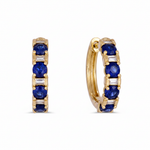 Load image into Gallery viewer, EHC57440. 14K Solid Gold Diamonds and Gemstone Hoops