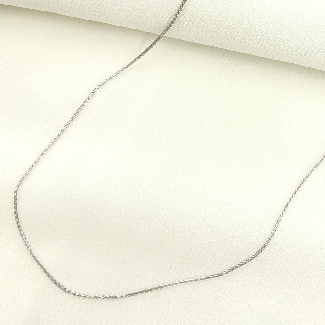 14K Solid White Gold Wheat Chain