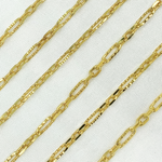Load image into Gallery viewer, Gold Plated 925 Sterling Silver Hammered Long & Short Oval Link Chain