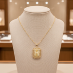 Load image into Gallery viewer, PFH33152. 14K Solid Gold Diamond Rectangle Necklace