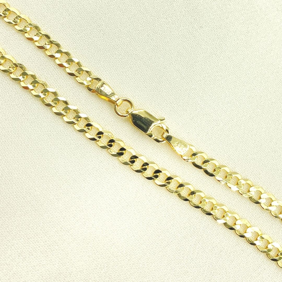 14K Solid Yellow Gold Miami Flat Curb Chain.