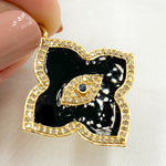 Load image into Gallery viewer, Silver Flower Shape Enamel Pendant with Gemstone