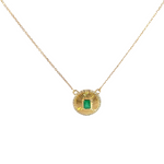 Load image into Gallery viewer, CN96236EM. 14k Solid Gold Emerald and Diamond Charm Necklace