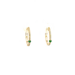 Load image into Gallery viewer, EHC56665EM. 14k Solid Gold Diamond and Emerald Hoops