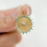 Load image into Gallery viewer, 14K Solid Gold Diamond Circle Charm with Gemstone. GDP449