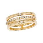 Load image into Gallery viewer, RAE01846. 14K Solid Gold Three-Row Diamond Ring