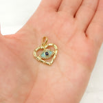 Load image into Gallery viewer, DP682A. Diamond Sterling Silver Heart Eye Enamel Pendant with Gemstone