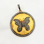 Load image into Gallery viewer, DP381. Diamond Sterling Silver Round Butterfly Pendant with Gemstone
